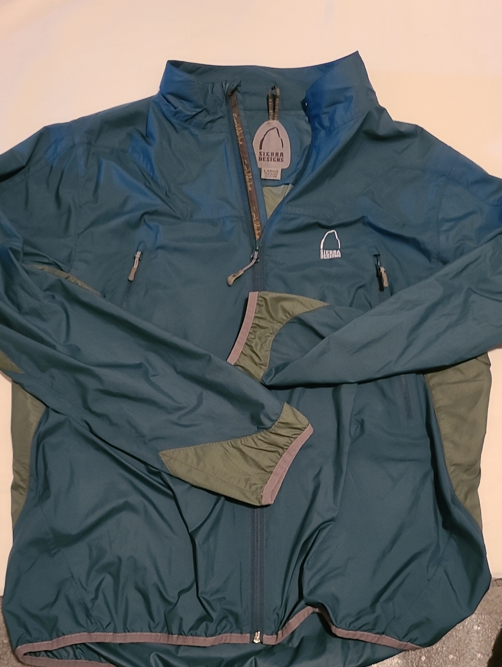 Sierra Designs Large Jacket Teal Olive Full Zip Lightweight Windbreaker Kenosha